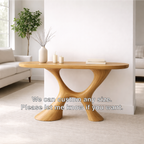 Modern Solid Wood Console Table, Sculptural Organic Base Entryway Hallway Oak Statement Furniture - view 4 of 7