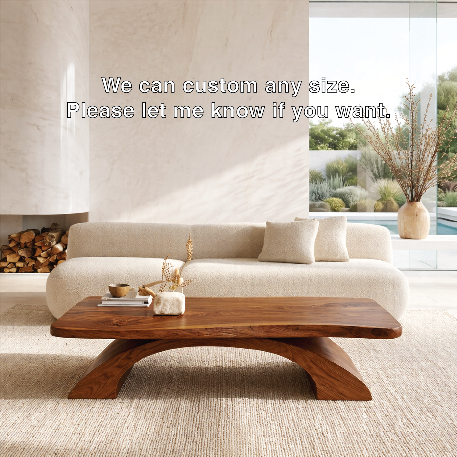 Organic Sculptural Coffee Table with Curved Base, Modern Minimalist Living Room Table - view 5 of 7