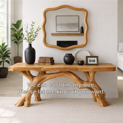 Tree Branch Solid Wood Console Table, Sculptural Organic Entryway Table - view 4 of 7