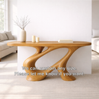 Modern Solid Wood Console Table, Sculptural Organic Base Walnut Entryway Hallway Statement Furniture - view 3 of 7