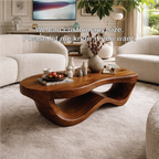 Modern Wooden Coffee Table with Elegant Curved Design - view 5 of 7