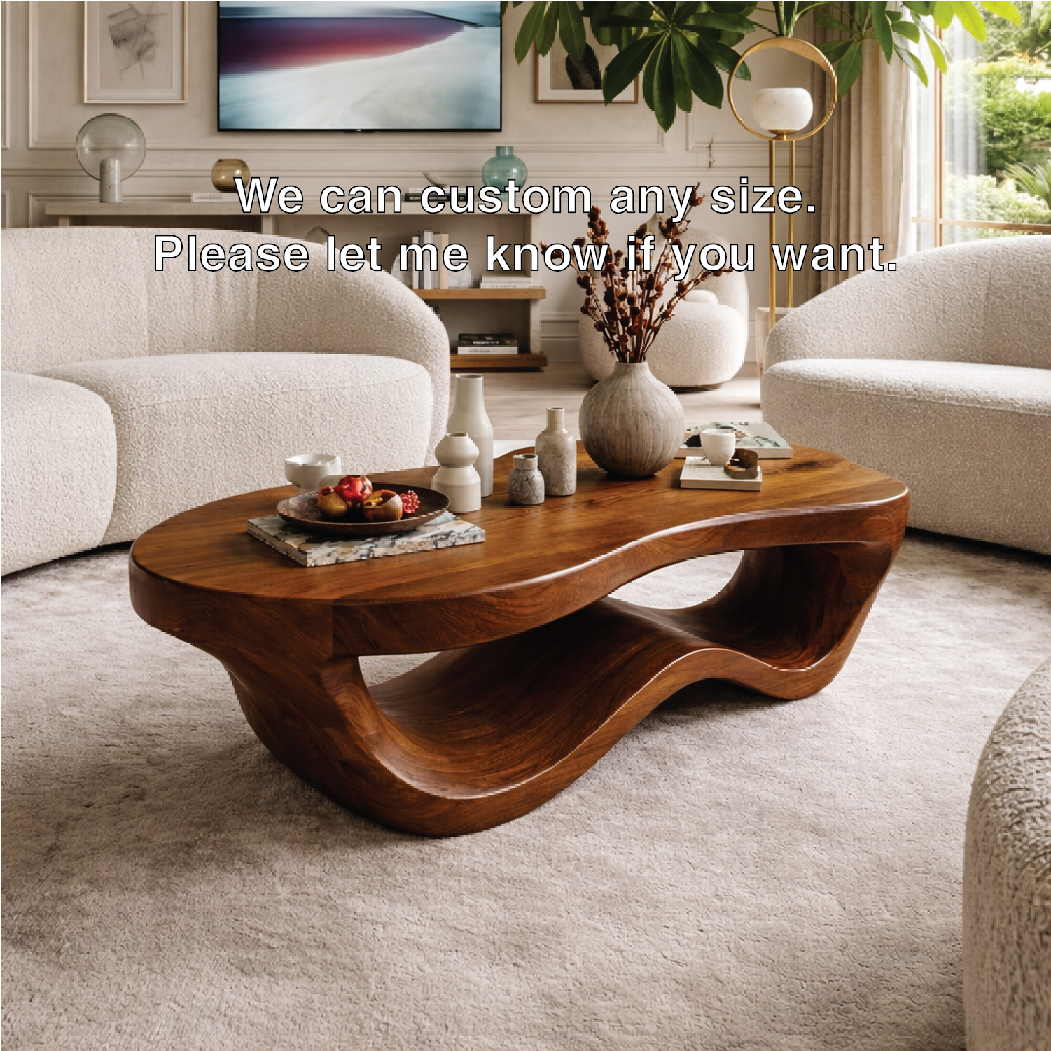 Modern Wooden Coffee Table with Elegant Curved Design - view 5 of 7