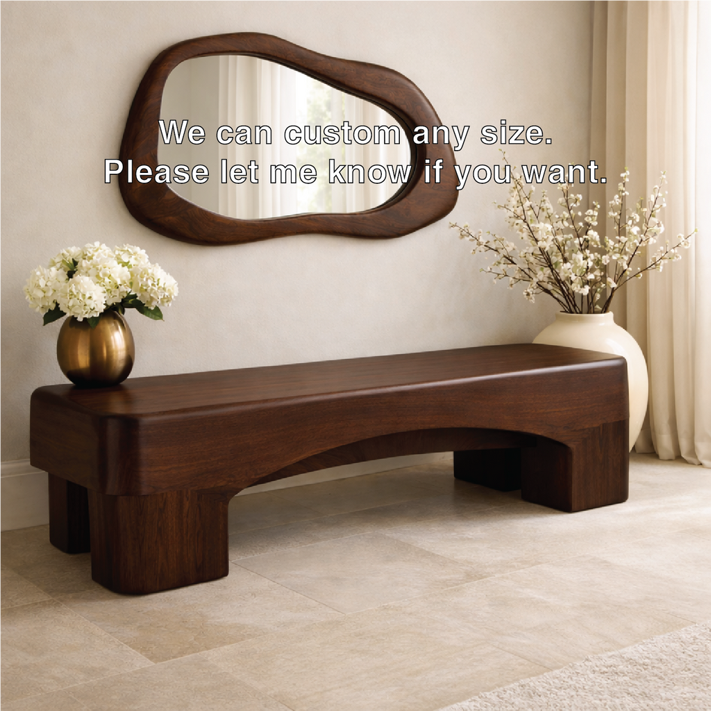 Modern Entryway Bench Curved Sculptural Hallway Seat Minimalist Statement Furniture - view 5 of 7