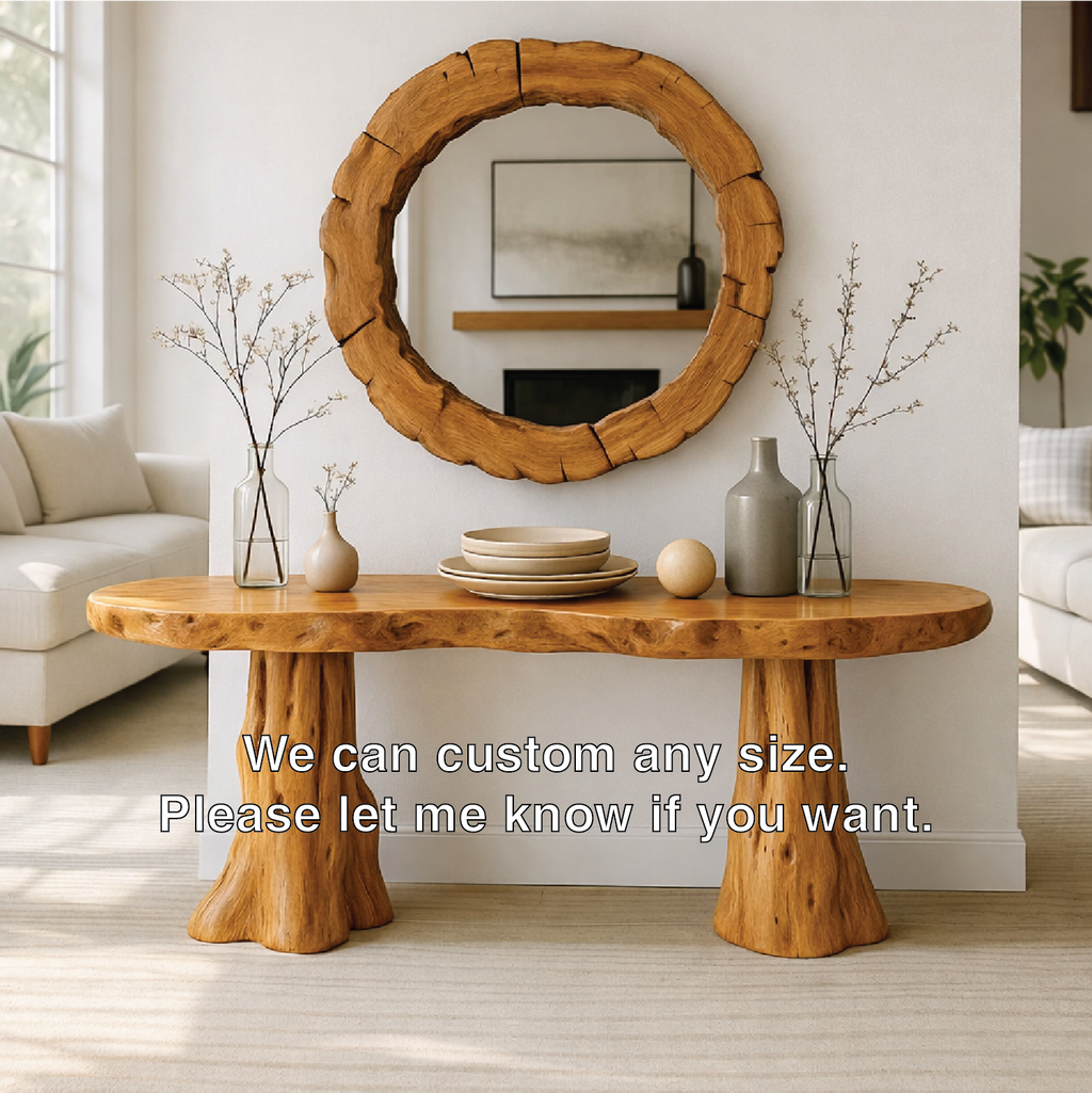 Rustic Solid Wood Console Table, Natural Tree Trunk Base Entryway Hallway Furniture - view 4 of 7