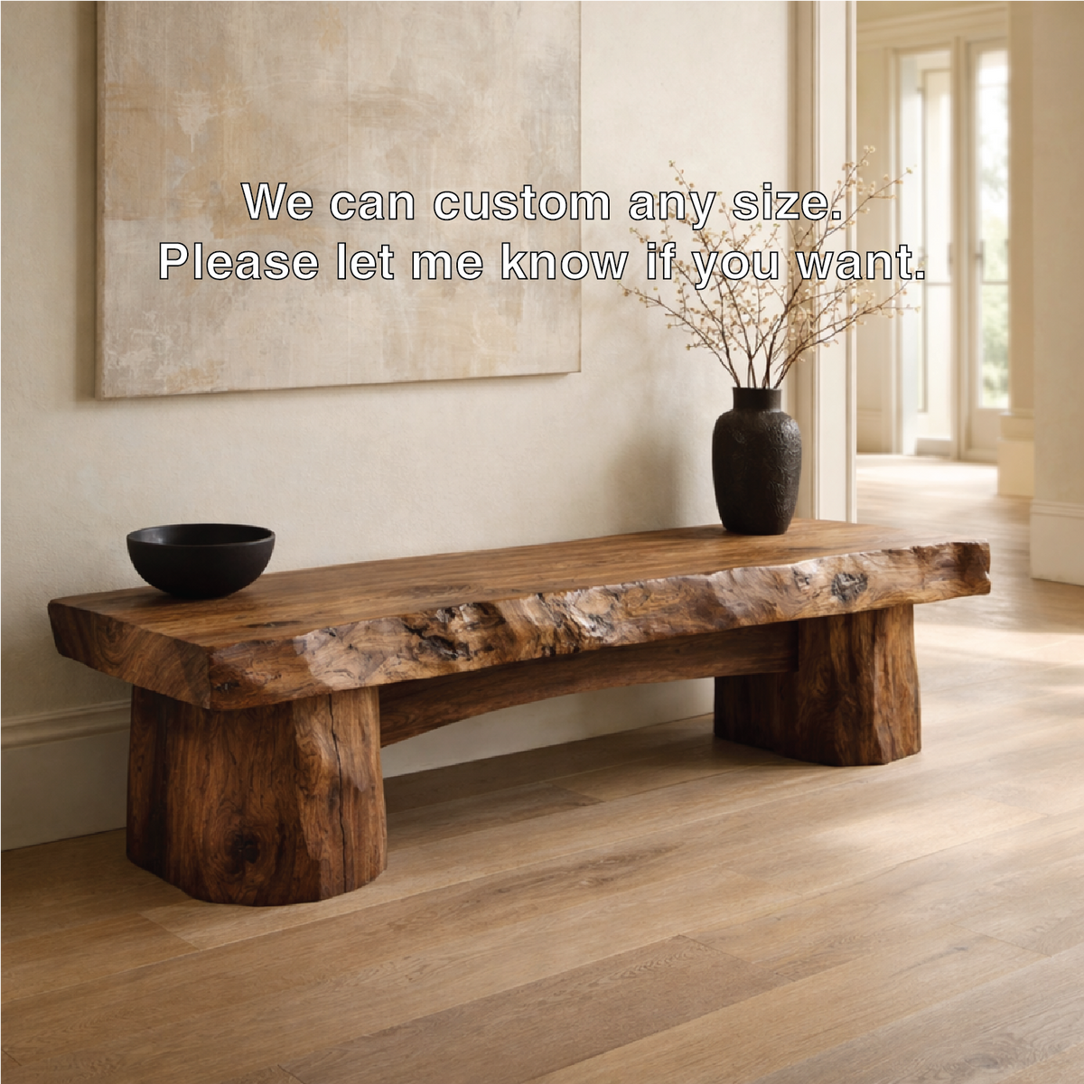 Rustic Entryway Bench Live Edge Hallway Seat Farmhouse Console Style Furniture - view 5 of 7