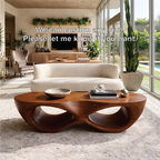 Modern Wooden Coffee Table with Elegant Curved Double Design - view 5 of 7