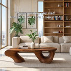 Organic Sculptural Coffee Table with Artistic Base, Modern Minimalist Living Room Table - view 6 of 7