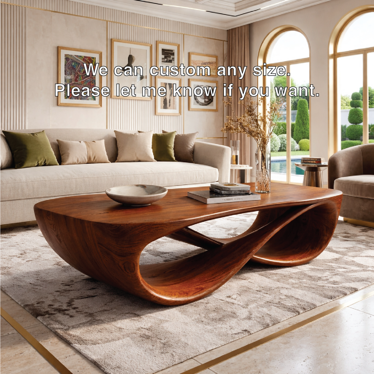 Elegant Wooden Coffee Table with Stylish Curved Design - view 5 of 7
