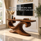 Solid Wood Console Table with Sculpted Curved Base, Artistic Modern Design - view 7 of 7