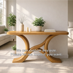 Modern Solid Wood Console Table, Sculptural Curved Base Entryway Hallway Statement Furniture - view 4 of 7