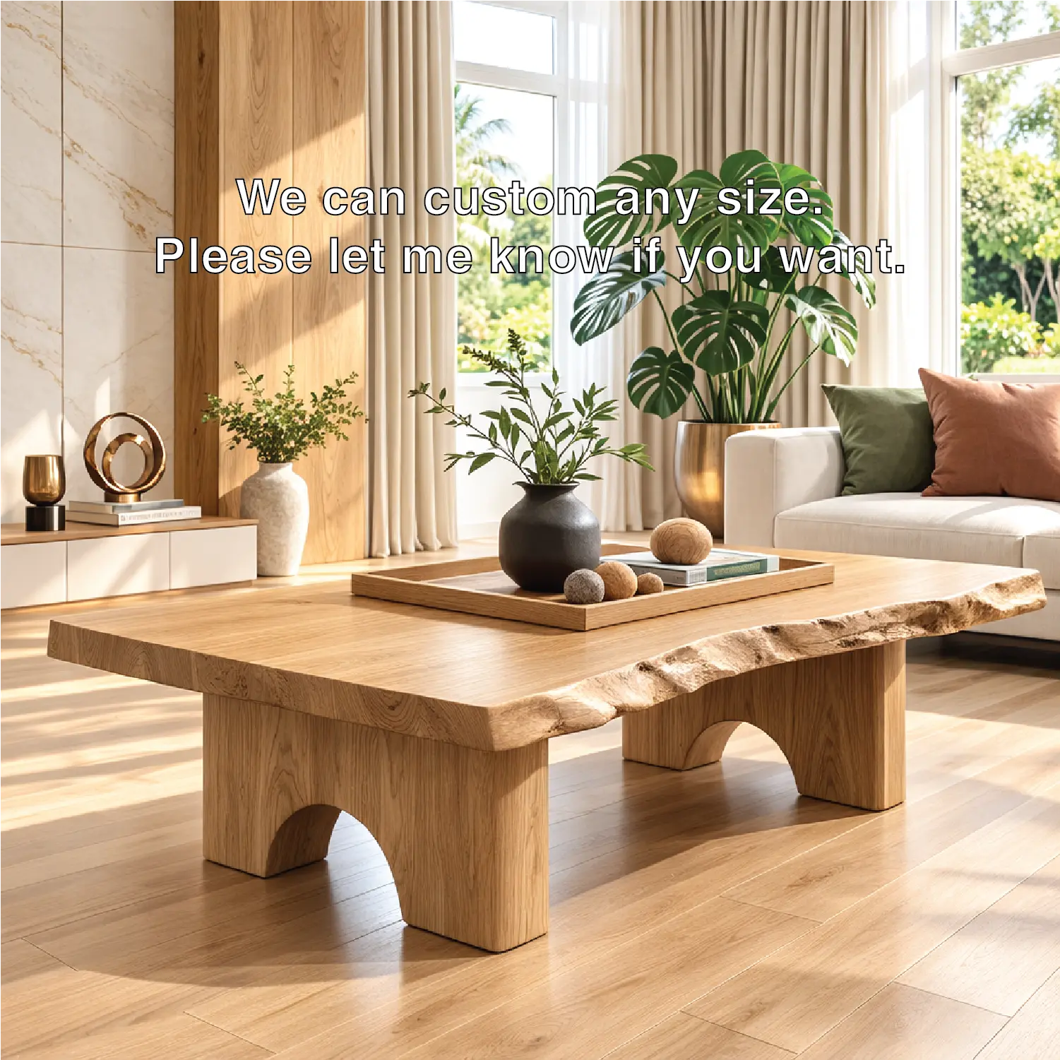 Unique Solid Wood Coffee Table with Artistic Design and Natural Finish - view 6 of 7