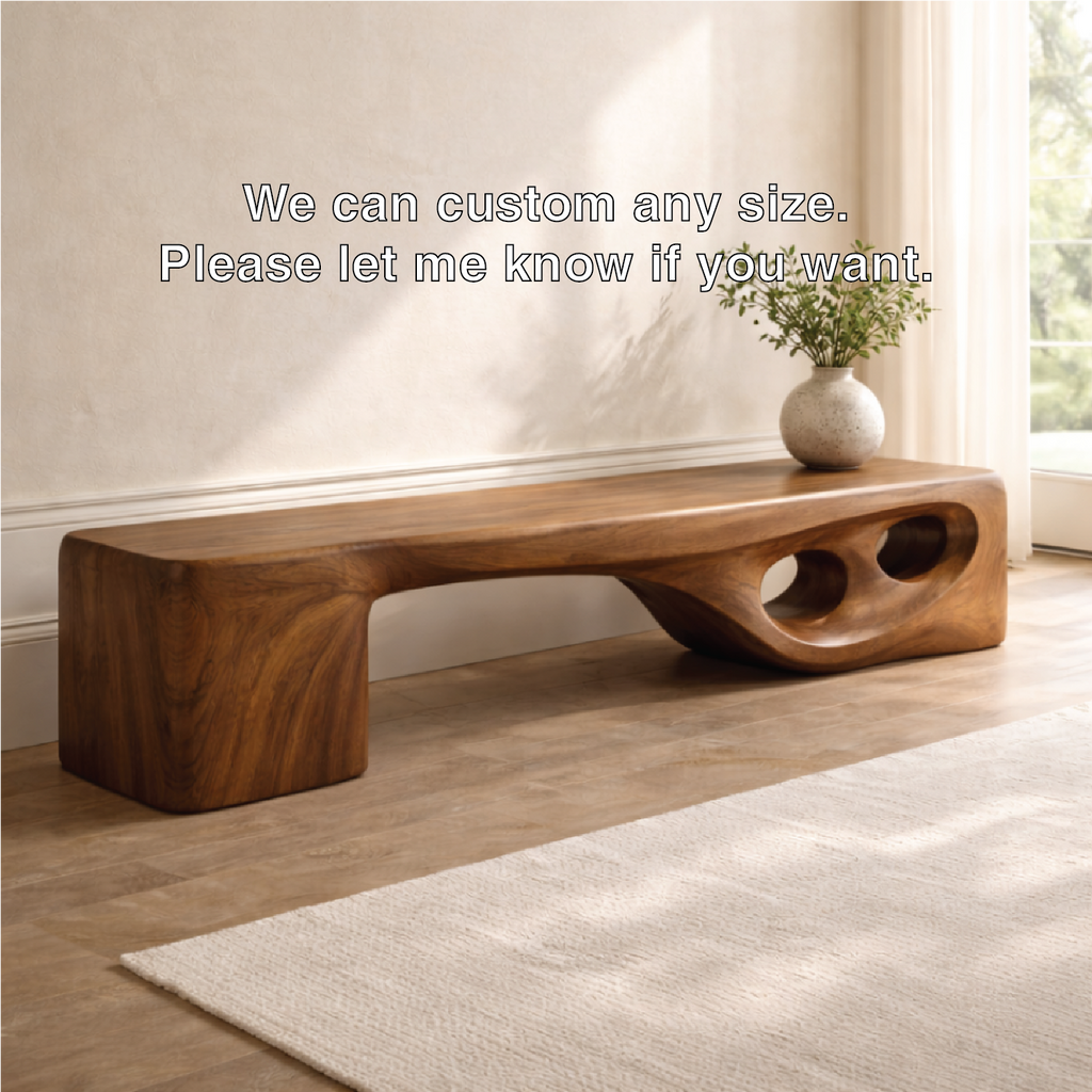 Modern Entryway Bench Sculptural Curved Hallway Seat Organic Statement Furniture - view 5 of 7