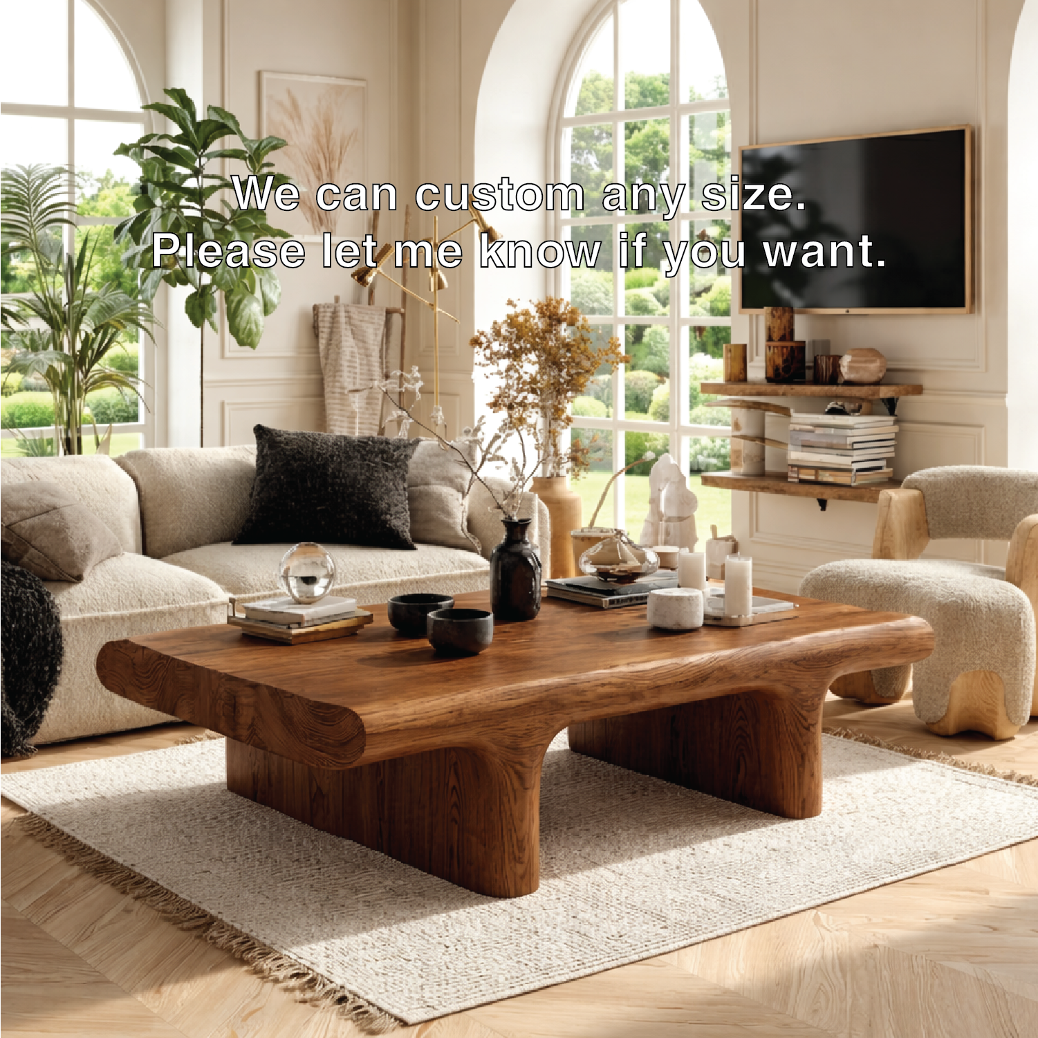 Unique Wooden Coffee Table with Sculptural Curved Design - view 5 of 7