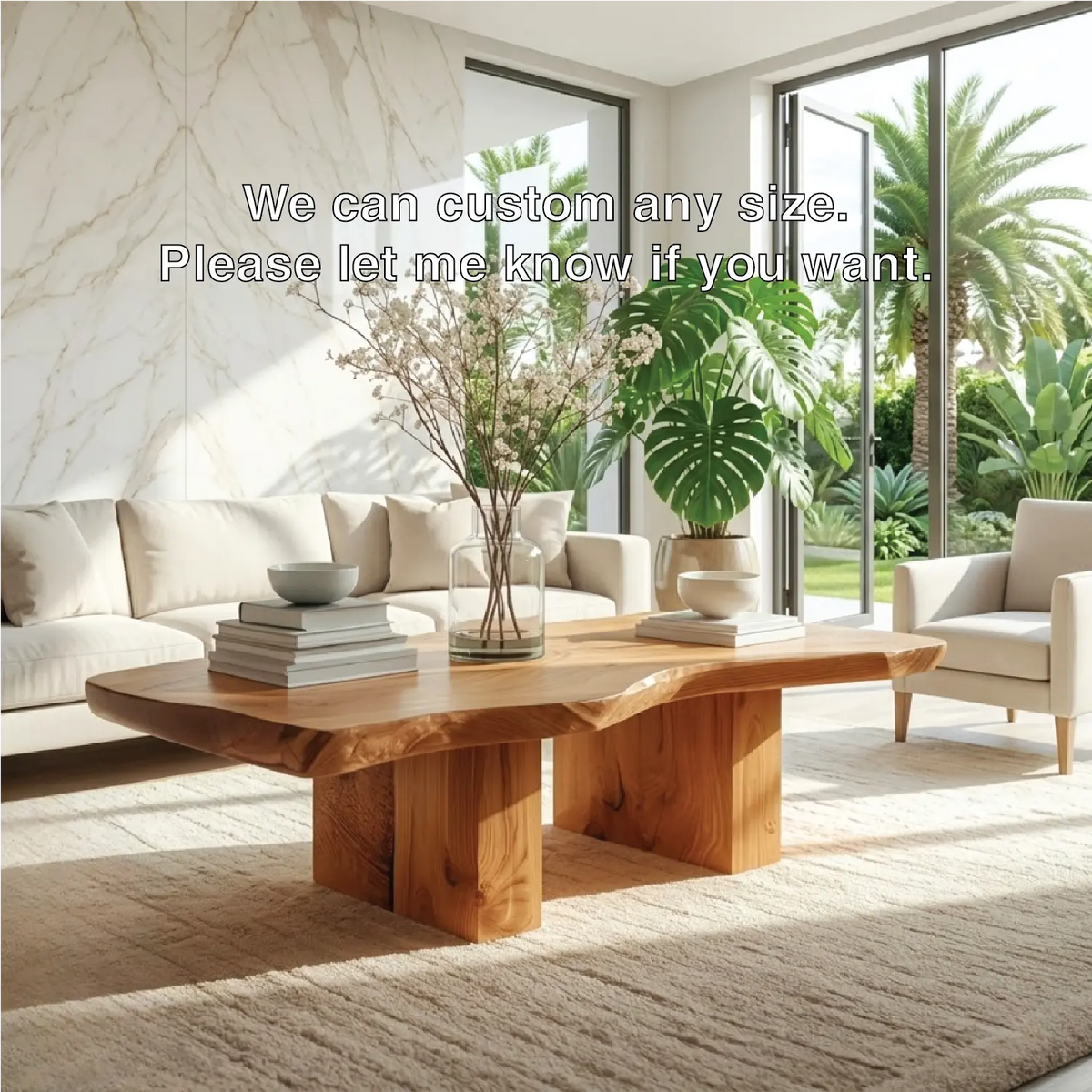 Handcrafted Natural Wood Coffee Table with Sculptural Design - view 5 of 7