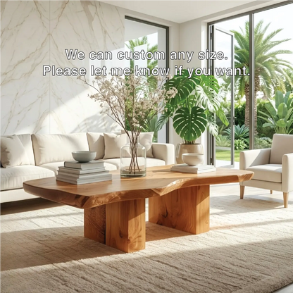 Handcrafted Natural Wood Coffee Table with Sculptural Design - view 5 of 7