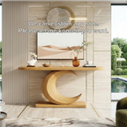 Solid Wood Console Table with Sculpted Crescent Base, Modern Artistic Design - view 7 of 7