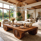 Artistic Wooden Coffee Table with Unique Carved Design - view 5 of 7
