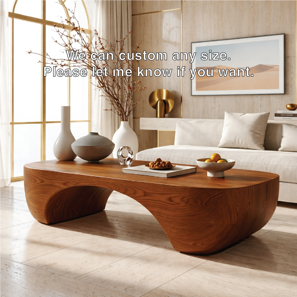 Elegant Wooden Coffee Table with Sculpted Curved Design - view 7 of 7