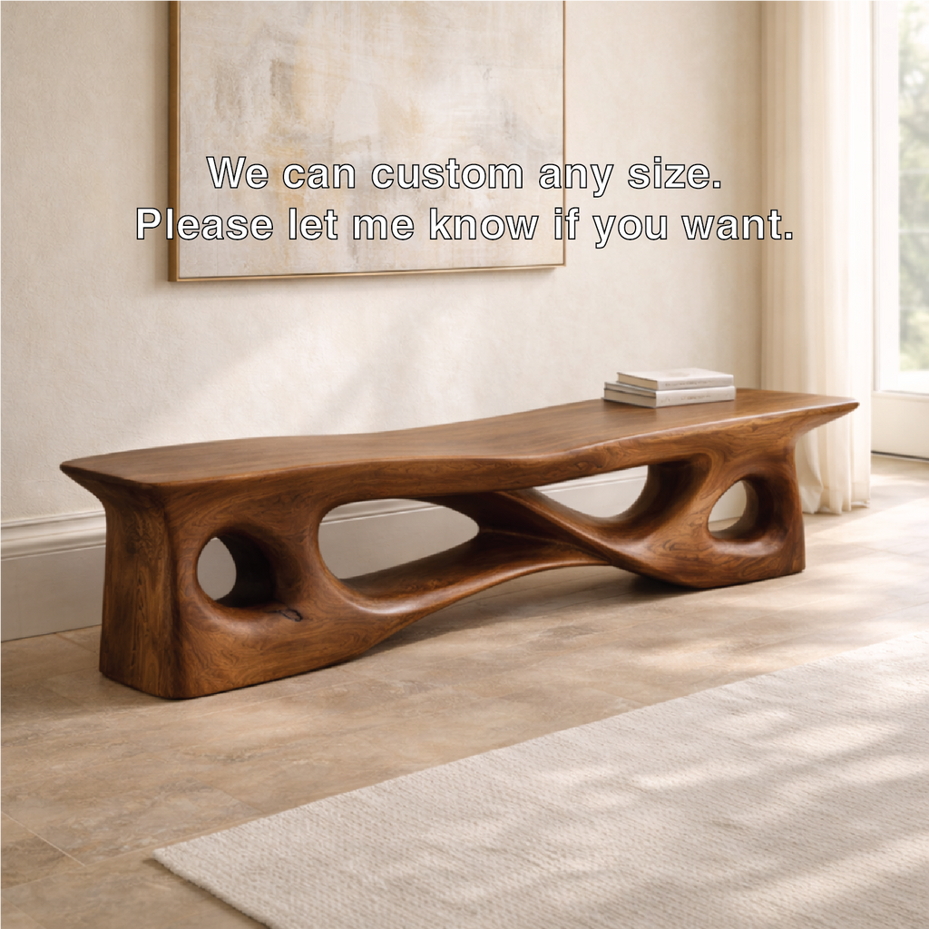 Sculptural Entryway Bench Organic Curved Hallway Seat Statement Minimalist Furniture - view 7 of 7
