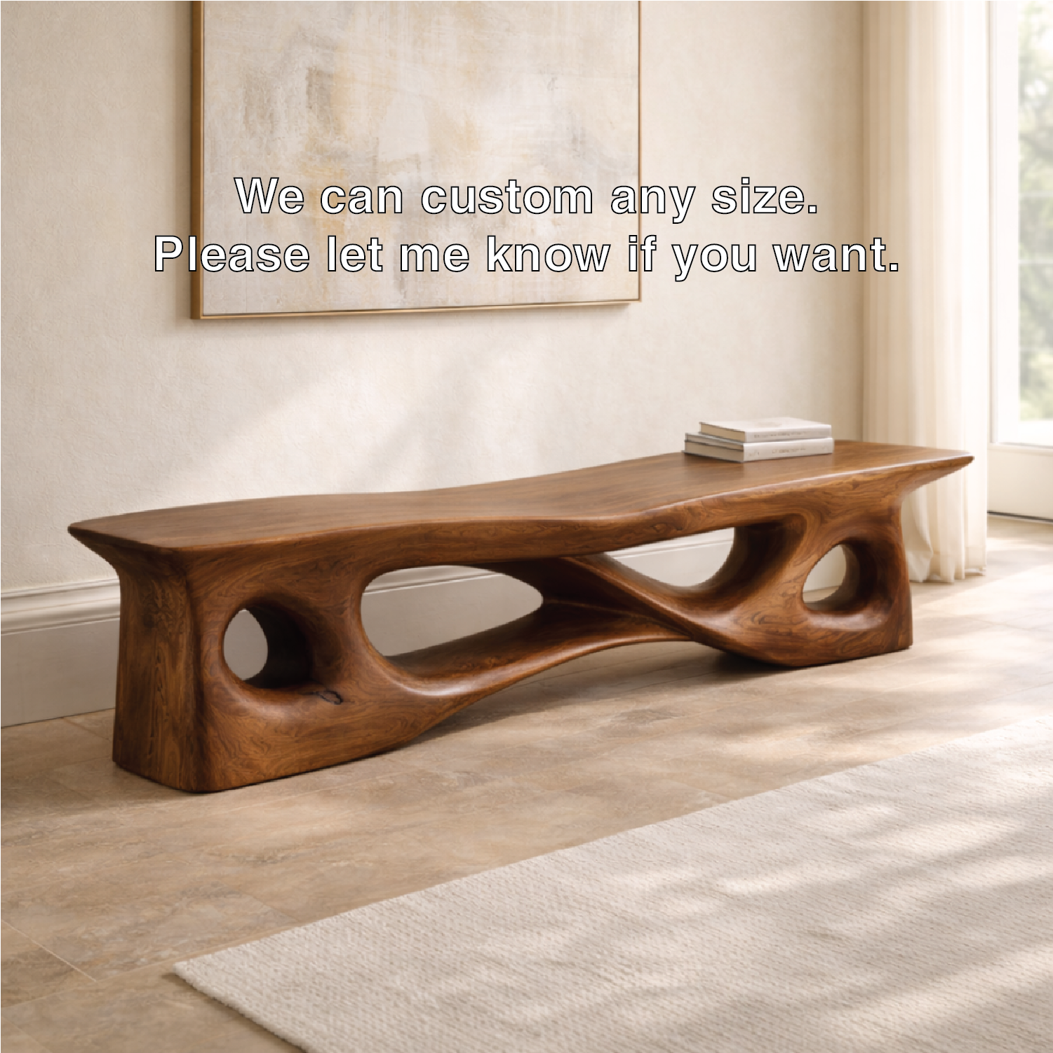Sculptural Entryway Bench Organic Curved Hallway Seat Statement Minimalist Furniture - view 7 of 7