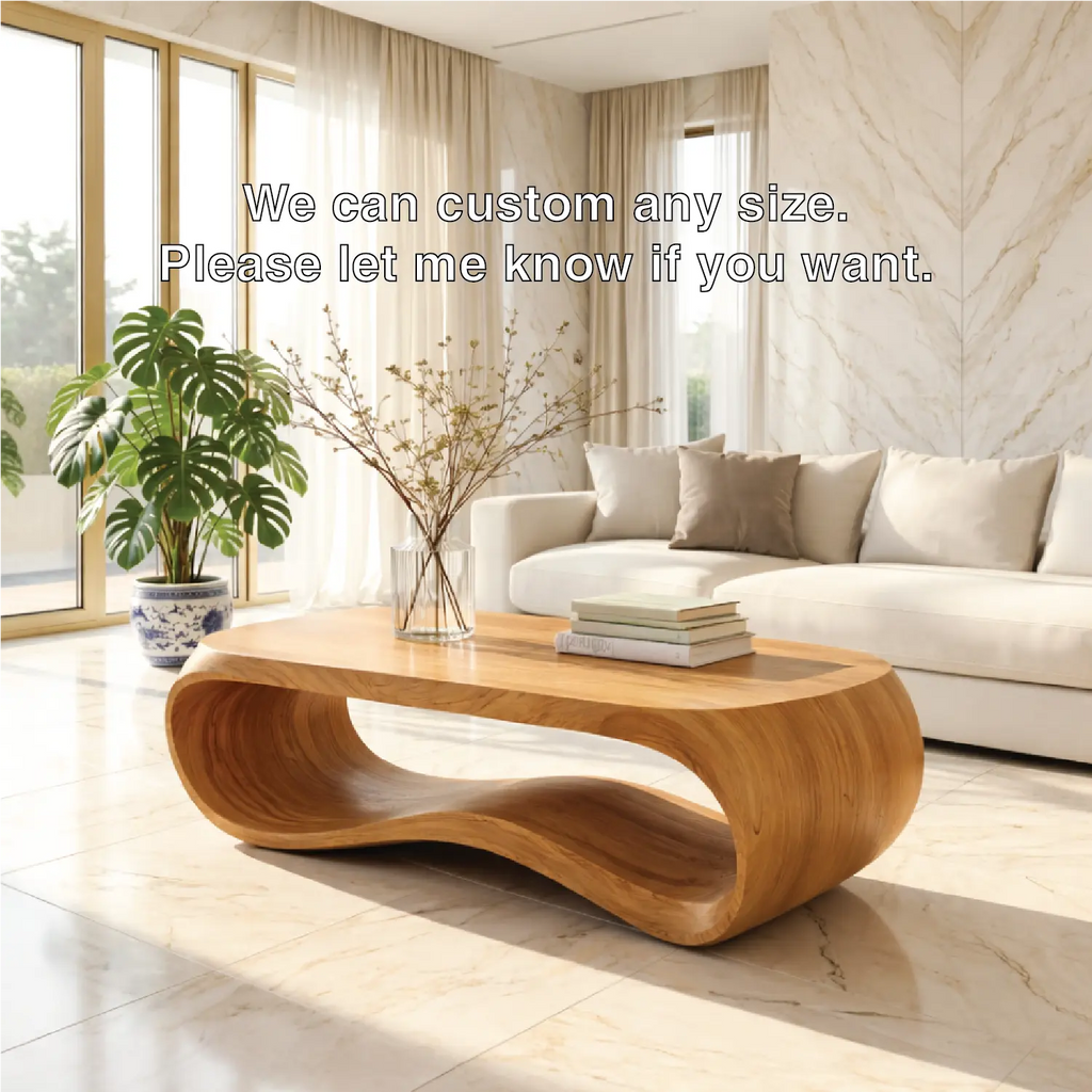 Contemporary Sculptural Wood Coffee Table with Curved Design - view 5 of 7
