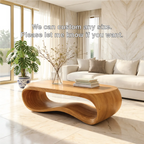 Contemporary Sculptural Wood Coffee Table with Curved Design - view 5 of 7