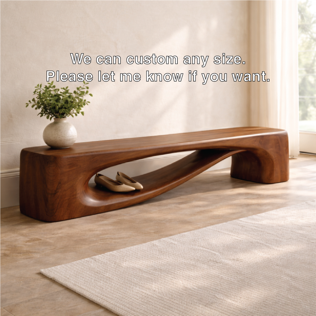 Modern Entryway Bench with Shelf Sculptural Hallway Seat Organic Statement Furniture - view 7 of 7
