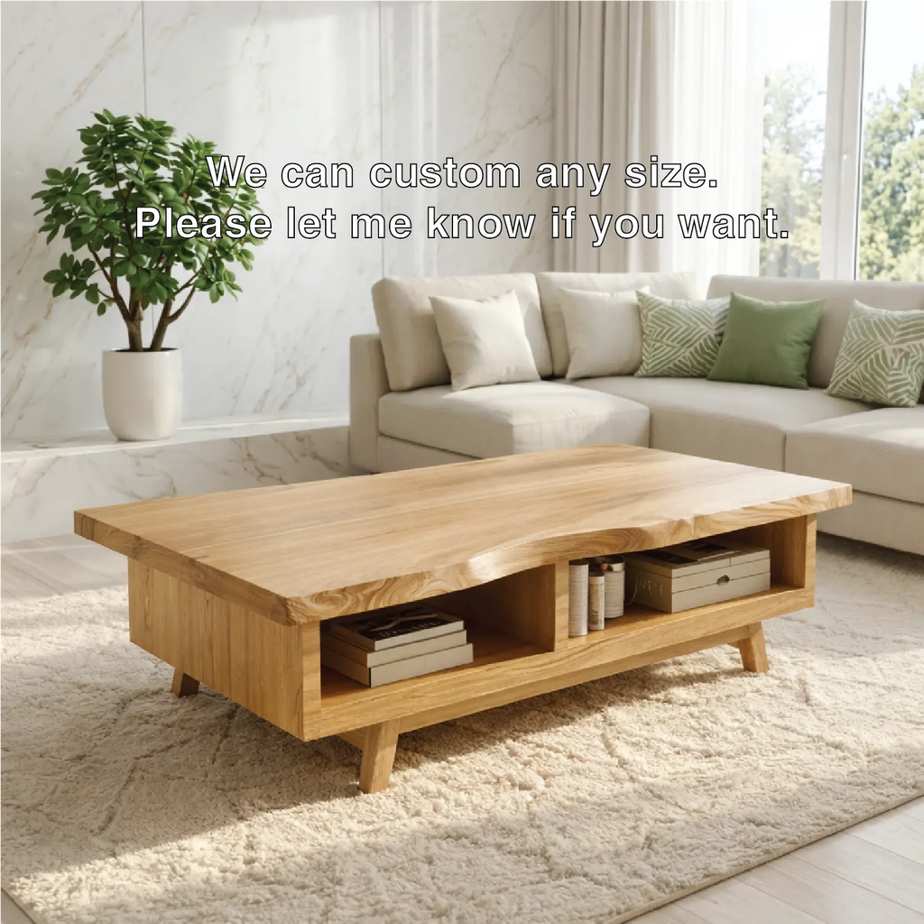 Handcrafted Walnut Coffee Table with Storage, Natural Wood Living Room Furniture - view 5 of 7