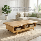 Handcrafted Walnut Coffee Table with Storage, Natural Wood Living Room Furniture - view 5 of 7
