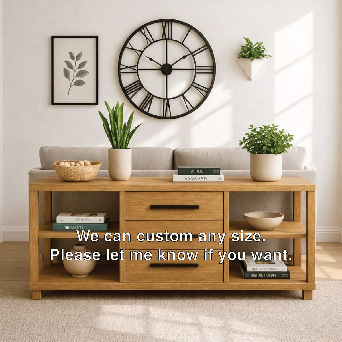 Solid Wood Console Table with Drawers and Shelves, Modern Walnut Entryway Sofa Table Storage Cabinet - view 4 of 7