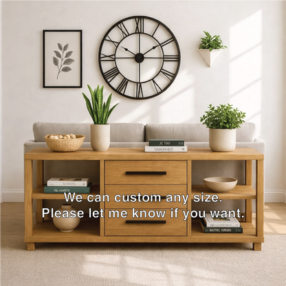 Solid Wood Console Table with Drawers and Shelves, Modern Walnut Entryway Sofa Table Storage Cabinet - view 4 of 7