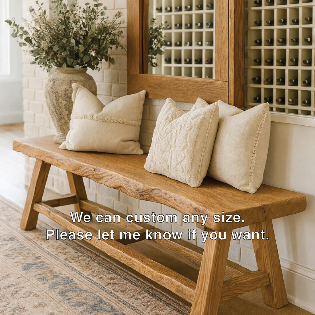Live Edge Solid Wood Bench, Rustic Handmade Entryway and Dining Seat - view 3 of 7