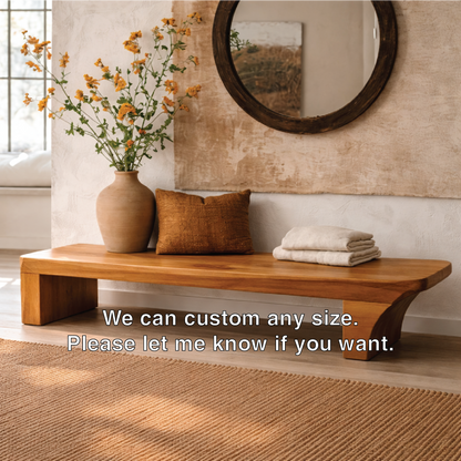 Solid Wood Low Profile Bench, Minimalist Modern Entryway Seating - view 5 of 7