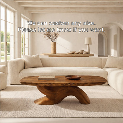 Organic Sculptural Coffee Table with Oval Top, Modern Minimalist Living Room Centerpiece - view 5 of 7