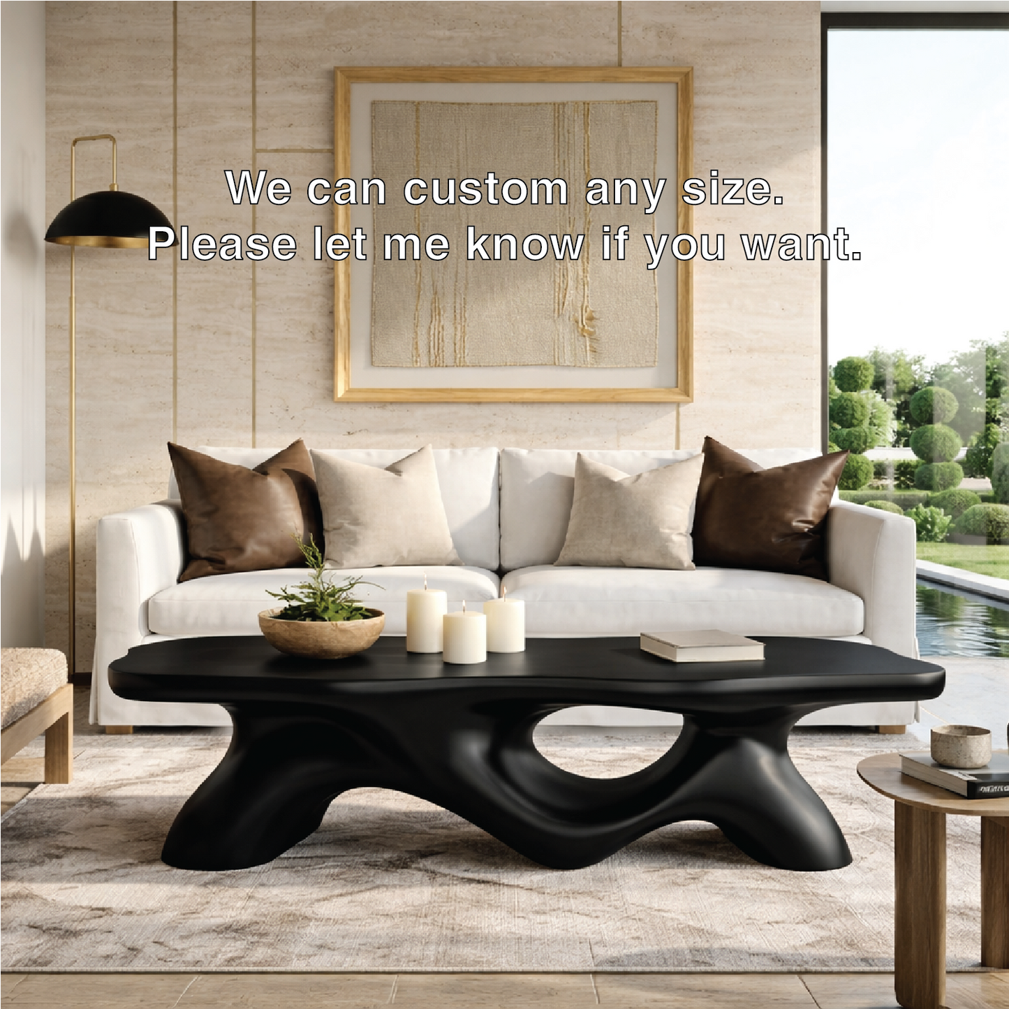 Unique Wooden Coffee Table with Curved Design for Living Room - view 5 of 7