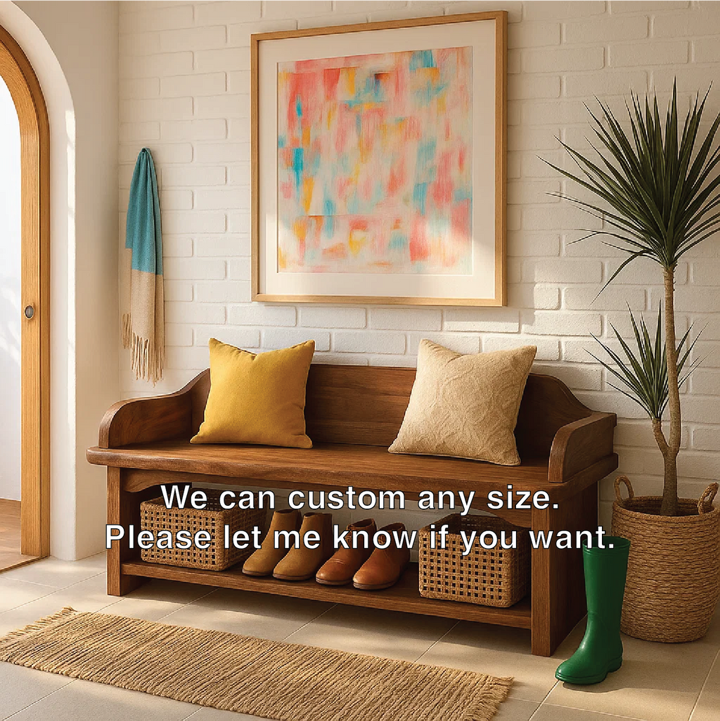 Solid Wood Entryway Bench with Armrests and Shoe Shelf Storage - view 6 of 7