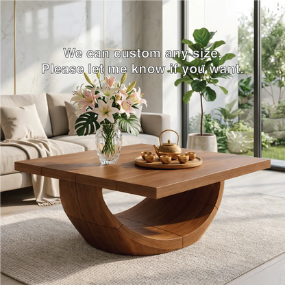 Unique Curved Wooden Coffee Table, Modern Minimalist Living Room Furniture - view 5 of 7