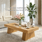 Rustic Wooden Coffee Table with Stone Inlay, Handmade Living Room Furniture - view 5 of 7