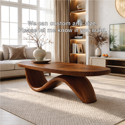 Elegant Wooden Coffee Table with Curved Wavy Design - view 7 of 7