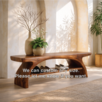 Sculptural Solid Wood Entryway Bench with Open Shoe Shelf - view 5 of 7