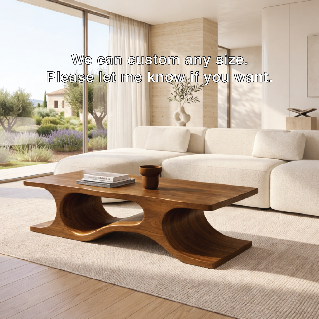 Organic Sculptural Coffee Table with Wave Base, Modern Minimalist Home Living Room Centerpiece - view 5 of 7