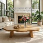 Elegant Live Edge Wooden Coffee Table, Modern and Stylish Living Room Furniture - view 5 of 7