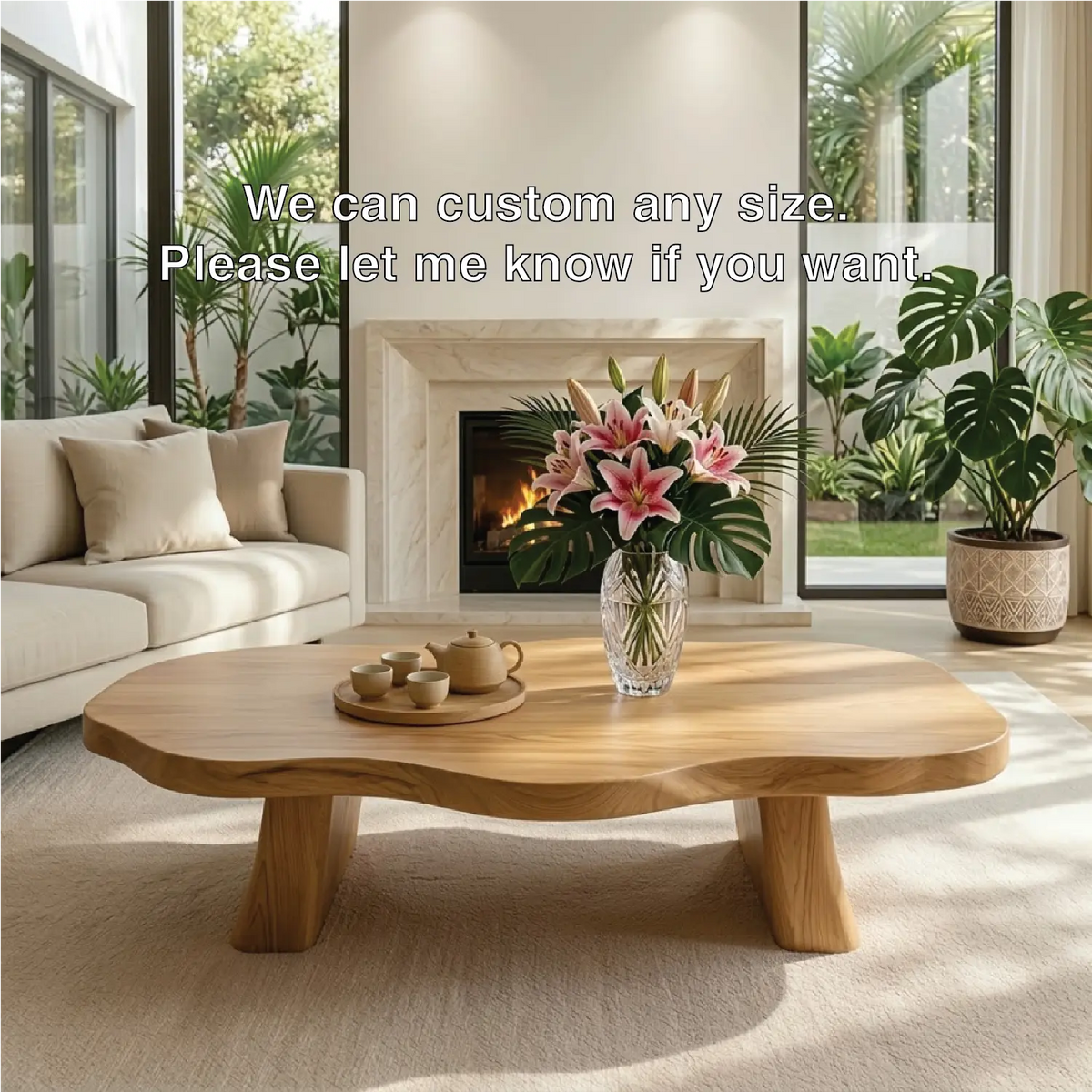 Elegant Live Edge Wooden Coffee Table, Modern and Stylish Living Room Furniture - view 5 of 7