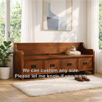 Solid Wood Storage Bench with Drawers, Entryway Hallway Seating Cabinet - view 4 of 7