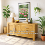 Solid Wood Console Table, Modern Wood Buffet Console with Doors and Drawers Storage - view 4 of 7