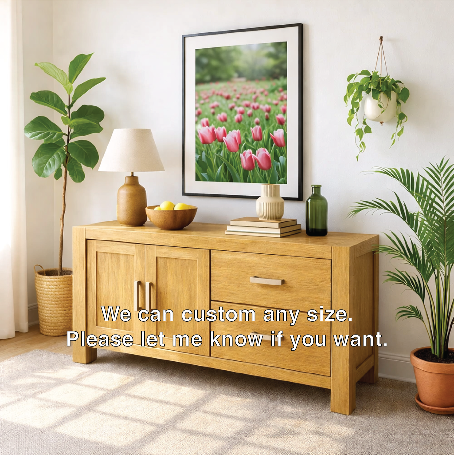 Solid Wood Console Table, Modern Wood Buffet Console with Doors and Drawers Storage - view 4 of 7