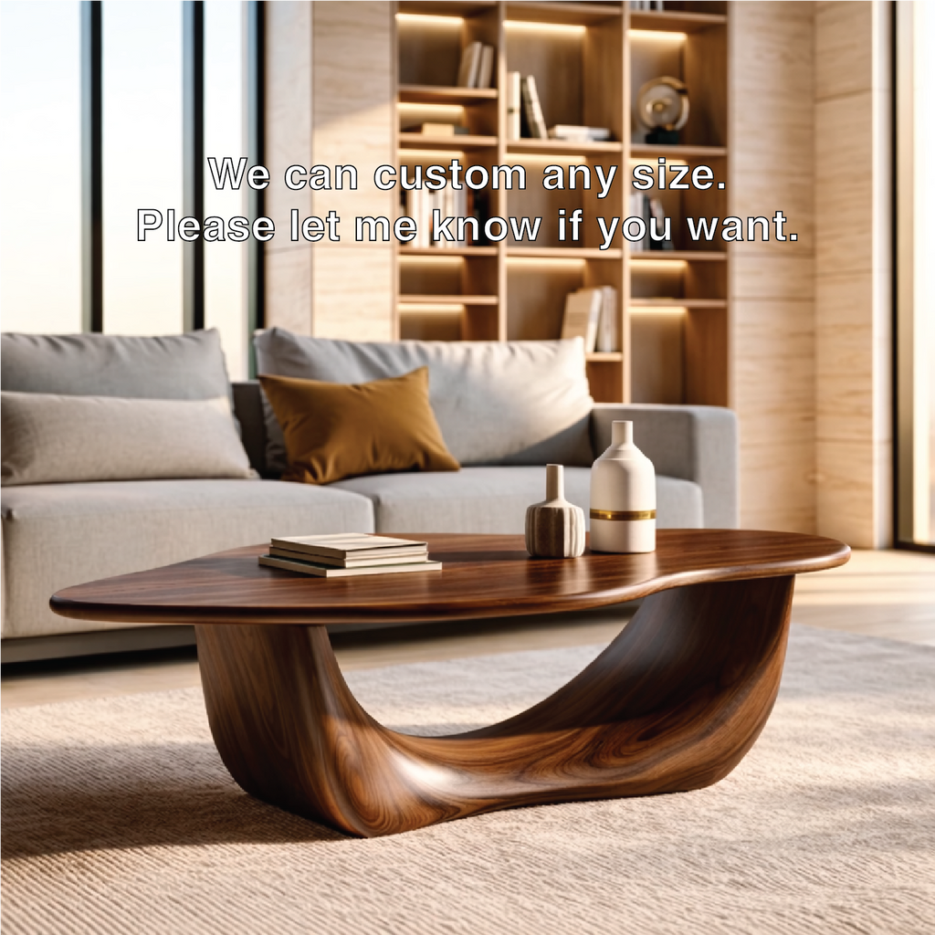 Organic Sculptural Coffee Table with Curved Base, Modern Living Room Centerpiece - view 6 of 7