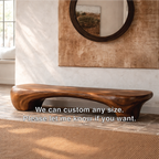 Organic Sculptural Solid Wood Bench, Modern Rustic Statement Seating - view 5 of 7