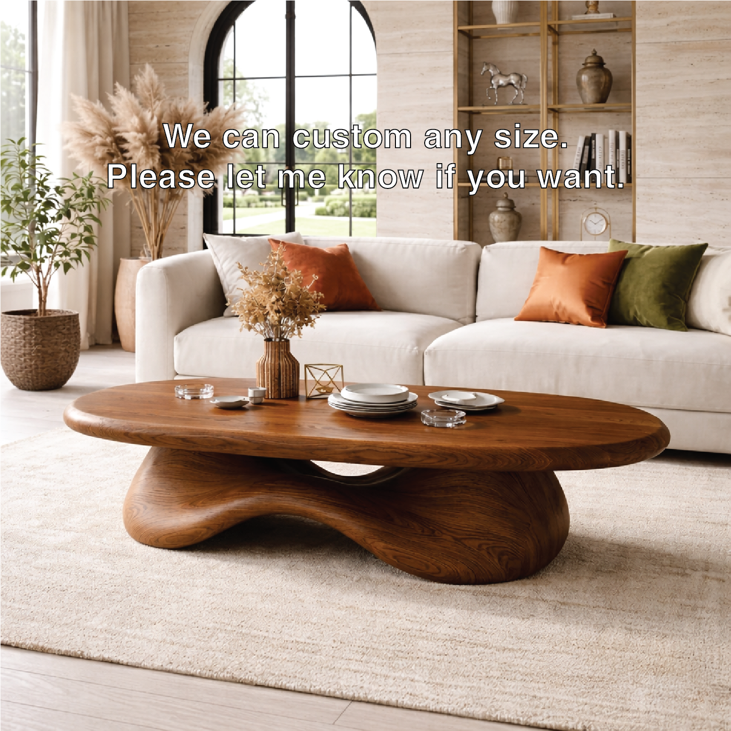 Modern Wooden Coffee Table with Elegant Curved Design - view 6 of 7