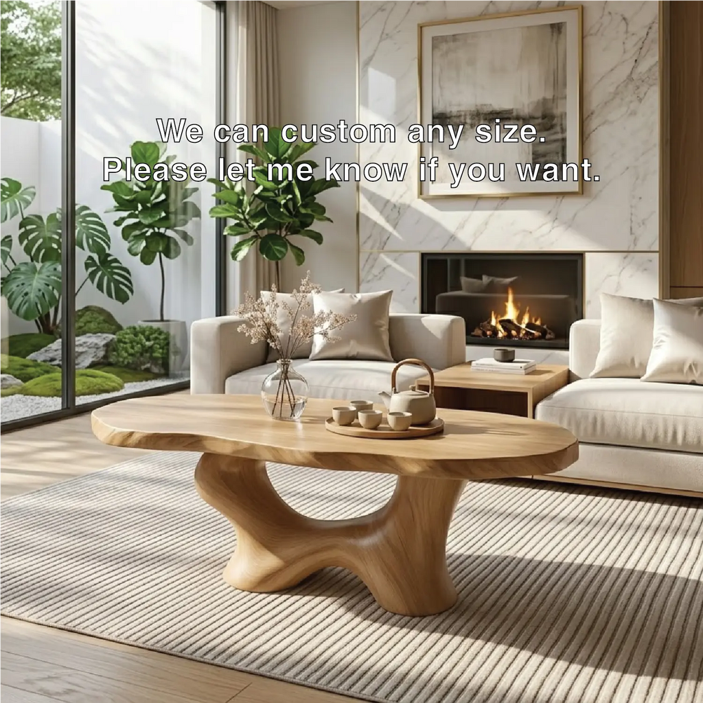 Modern Handcrafted Coffee Table, Sculptural Wooden Design with Elegant Curves - view 5 of 7